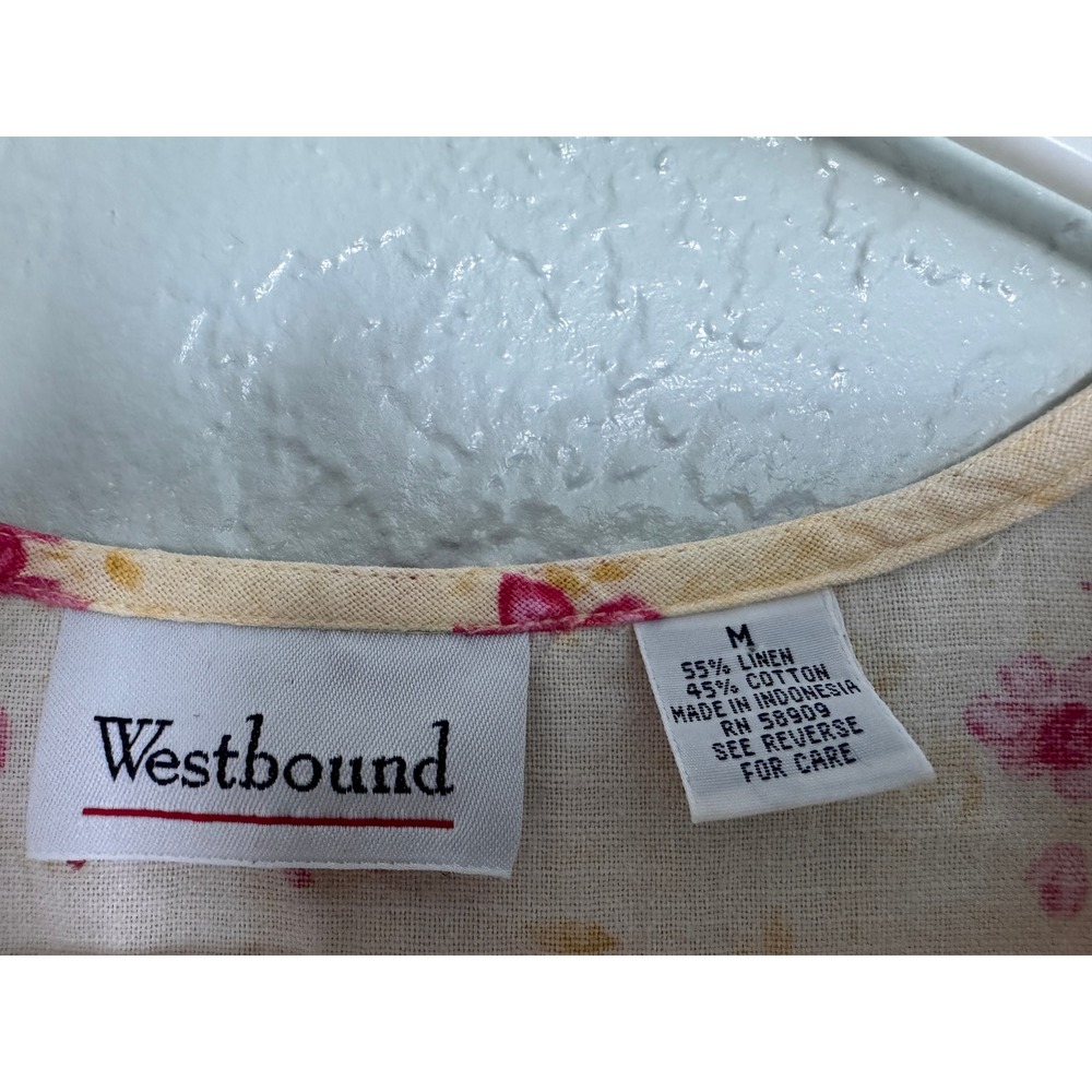 Westbound‎ Womens Floral Linen Button Front Dress W/Pockets Size M - Picture 2 of 7